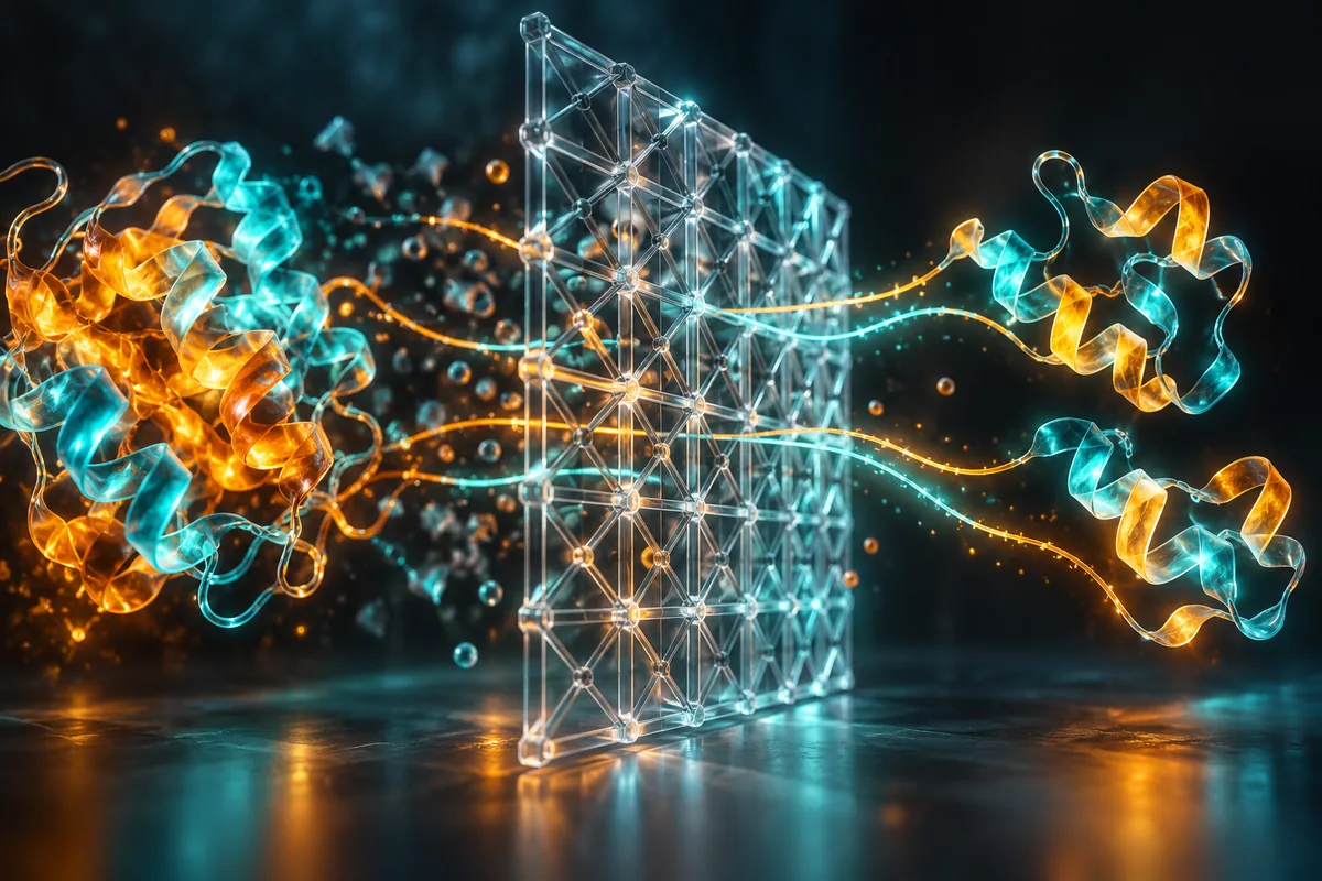 Abstracte illustratie van een AI-systeem met beveiligingsfilters.